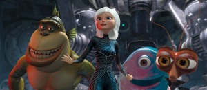 From left, The Missing Link, Ginormica, B.O.B. and Dr. Cockroach in a scene from the animated movie "Monsters Vs. Aliens." 